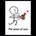 Arrow of love card with 15mm heart-shaped green and red natural crystal agate stone - Unakite