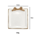 Bandeja de resina blanca para joyas con lazo dorado, medida 9,3cm por 10cm - Cuadrado / Blanco