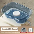 Blue portable hair washing basin for bedridden care with 74cm flexible drain pipe - Upgraded Blue PP Basin + Drain Pipe + Hook + Headrest