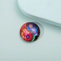 Macro view of crystal glass fridge magnet featuring a vibrant mandala yin yang design - Style 9/Tai Chi Colorful Mandala