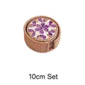 Round 10cm rattan coaster set with purple floral shell inlay pattern decoration - Purple Flower Set of 6 (10cm)