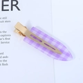 Elegant purple checkered acetate hair clip with golden metal base for women - 47# 7cm Purple Plaid