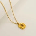Collar con colgante de letra D dorada pulida en acero de titanio para mujer - Letra D / Dorado