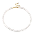 Elegante collar de perlas blancas con cierre de langosta dorado y cadena ajustable - Collar de Perlas de una Sola Hebra (KN202664-Z)