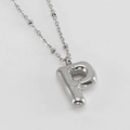 Silver 18K stainless steel bubble initial necklace featuring letter P balloon pendant - Letter P / Steel