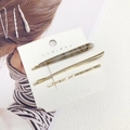 Lot de 3 barrettes à cheveux en métal doré et acrylique gris à motif marbré pour femme - 7# Lot de 3 Barrettes Kaki et Or