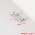 Detail view of 29mm silver stainless steel flower earrings with weight and size specs - Streamlined Leaf (20#)