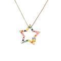 Detalle del colgante de estrella dorada con esmalte de colores sobre cadena de caja fina - Estilo de Estrella de Esmalte de Color Segmentado (CN00173YH)