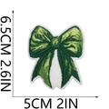 Detailed embroidery patch showing a green bow design with precise 6.5cm height measurements - Green Bow