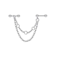 Silver stainless steel industrial barbell earring featuring a stylish double drape chain - Silver Triple Ring Style (8mm)