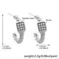 Boucles d'oreilles torsadées en acier inoxydable argenté avec zircone pour femmes - Style Fil Torsadé Argenté 5A Zircone (F374)