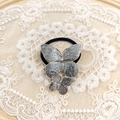 Silver double butterfly metal elastic hair tie for women in a vintage minimalist style - Silver Double Butterfly