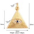 Golden triangle Evil Eye pendant with blue stone and white zircon, including size chart - Gold Triangle