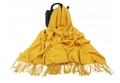 Thick yellow cashmere scarf with fringe tassels draped over a black handbag - 200*70cm / Premium Crafted Tassel Style / Ginger Yellow
