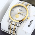 ORUSS men's quartz watch with sailboat design in silver and gold bicolor steel - White Dial Two-Tone Band