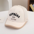 Detail of breathable mesh kids cap with cute capybara embroidery and small decorative ears - 54cm (3-8 Years) / BARA-Rice White