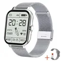 Smart watch with silver Milanese band and extra silicone strap gift set - Silver (Silicone + Steel Band)
