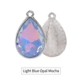 Light blue opal mocha teardrop pendant in 7x10mm alloy setting for DIY jewelry - Light Blue Opal Mocha