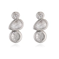 Elegant silver earrings with three irregular zircon stones in a sleek bezel setting - Silver