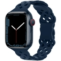 Correa de silicona azul oscuro para Apple Watch con diseño calado de ojo de gato y transpirable - Azul Profundo