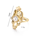 Detailed close-up of golden vintage openwork ring with 30mm length and zircon stone - US 6 / Gold Vintage Hollow Style (Gold 4)