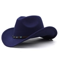 Navy blue wool felt cowboy hat featuring a leather band with turquoise stone accents - Navy Blue