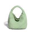 Handwoven mint green leather hobo bag with a stylish half-moon curved silhouette - Light Green