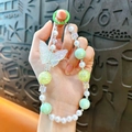 Luminous butterfly beaded phone chain with green and white pearls for bags - Butterfly Beaded Phone Chain / Green