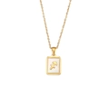 Gold square necklace featuring white mother-of-pearl shell with Sagittarius zodiac symbol - Sagittarius