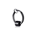 Polished black stainless steel hoop earring with a sliding cylindrical metal bead - Black Cylinder Ear Clip