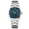 CURREN silver stainless steel watch with a teal checkered textured dial and date display - Silver Case Blue Dial Women