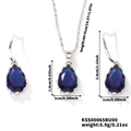 Tabella taglie dettagliata per set collana e orecchini con pendente a goccia blu - Blu scuro