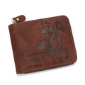 Braunes Herren-Portemonnaie aus mattem Leder mit Vintage-Cowboy-Reiter-Prägung - Hellbraun