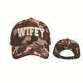 Camouflage-Cord-Baseballkappe mit WIFEY Chenille-Buchstabenstickerei und Metallschnalle - Braune Tarnung