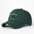 Casquette de baseball vert foncé délavée avec broderie Give Blood He Did et croix - Taille unique / Vert Foncé