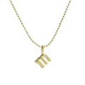 18k gold plated bubble letter m necklace with small pearl and bead chain - Letter M