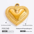 18k gold plated heart-shaped stainless steel pendant 16.43x15.94mm for DIY jewelry - Gold Polished Heart Pendant (PJ91348)