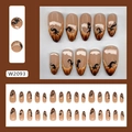 3D spookachtige plaknagels in bruin verloop met abstracte lijnen voor Halloween look - Halloween Geest Franse Stijl (W2093)