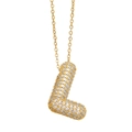 Chic 18K gold plated letter L pendant necklace with sparkling cubic zirconia pavé - Letter L / Gold