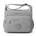 Grey waterproof nylon crossbody bag with multiple zip pockets and adjustable strap - Gray