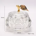 Apple shaped crystal glass storage jar with faceted finish and gold leaf handle - No. 100 Crystal Apple Cup