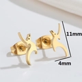Minimalist golden stainless steel dinosaur stud earrings 11mm x 4mm animal design - 507 Animal / Gold