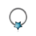 Anneau segmenté en acier inoxydable 16G avec une étoile bleue scintillante - 1.2x8mm / Étoile (Pierre Bleu Étoilé)