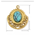 Detail view of water drop blue stone pendant in stainless steel with 18x16mm dimensions - Oval Blue Vein Natural Stone (YE122)