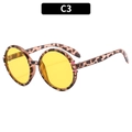 Retro round sunglasses with leopard print frame and translucent yellow lenses C3 - White Tortoise Frame Yellow Lens