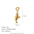 Detail of 18K gold-plated stainless steel dolphin pendant with spring clasp dimensions - Dolphin Pendant - Gold