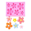 Pink silicone 6-cavity lotus flower mold for DIY chocolate fondant and cake decoration - B335 (6-Cavity Flower) / Pink