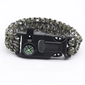 Army green camo paracord survival bracelet featuring built-in compass and metal scraper - Light Grey Camouflage