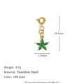 18K gold plated stainless steel flower pendant with green marquise gems and spring clasp - Green Gemstone Star Style (E7123)