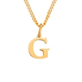Collar de acero inoxidable dorado con colgante de letra G mayúscula pulida en cadena fina - Letra G (Oro Rosa)